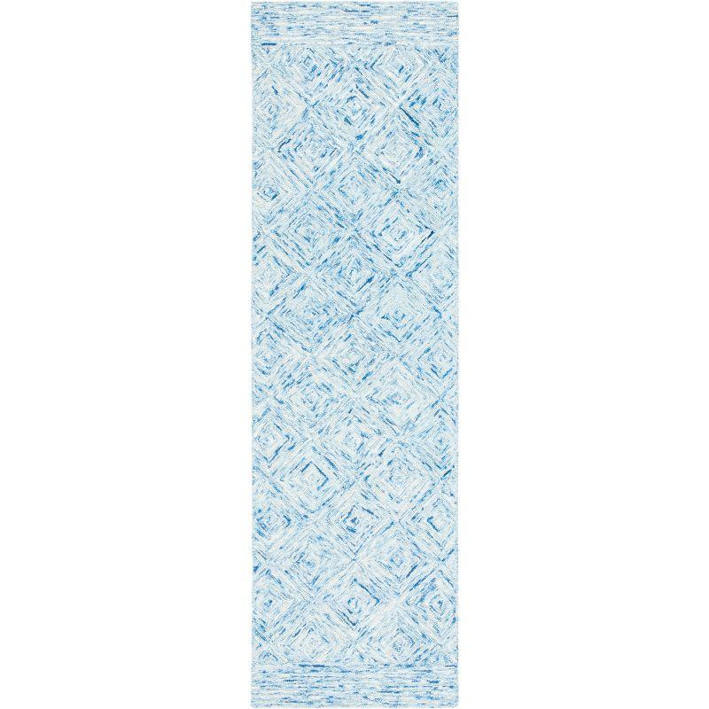 Hand-Tufted Silk Road Inspired Blue Wool Runner Rug - 2'3" x 8'