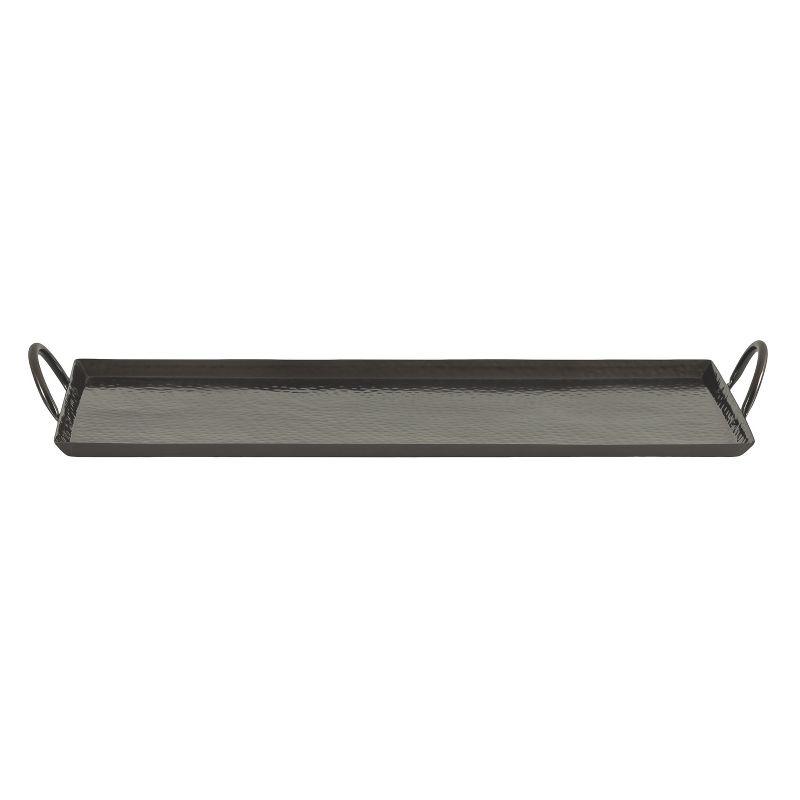 Kate and Laurel Sanzo Hammered Rectangle Metal Tray, 10x22, Pewter