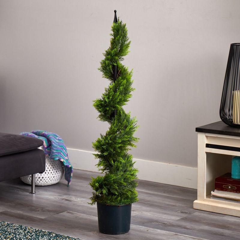 Nearly Natural 4-ft Cypress Spiral Silk Tree