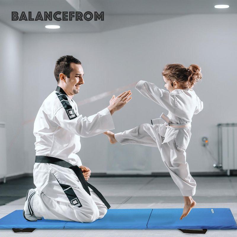 BalanceFrom Fitness Balancefrom Fitness Gogym 6' X 2' X 1.5" Folding 3 Panel Exercise Gym Mat, Blue