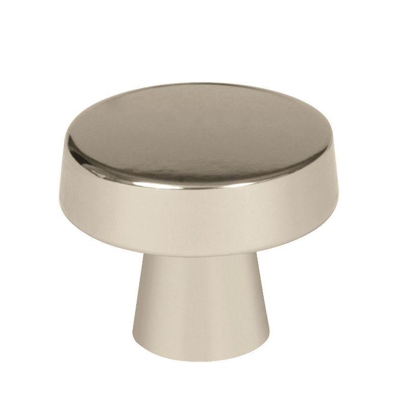 Polished Nickel Round Cabinet Knob with Mounting Hardware