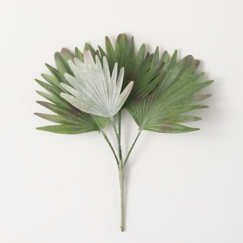 15.5"H Sullivans Dusty Green Palm Bush, Green