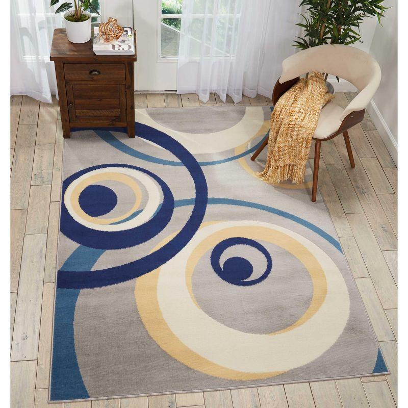 Nourison Grafix 5'3" x 7'3" (5' x 7') Grey Area Rug Retro Contemporary Geometric by Nourison
