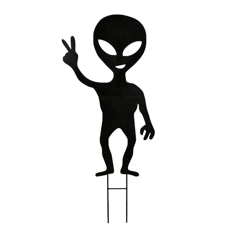 38" Black Metal Halloween Alien Garden Stake