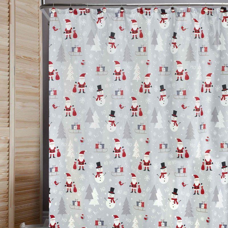 Ho Ho Ho Christmas Holiday Fabric Shower Curtain 72" x 72"