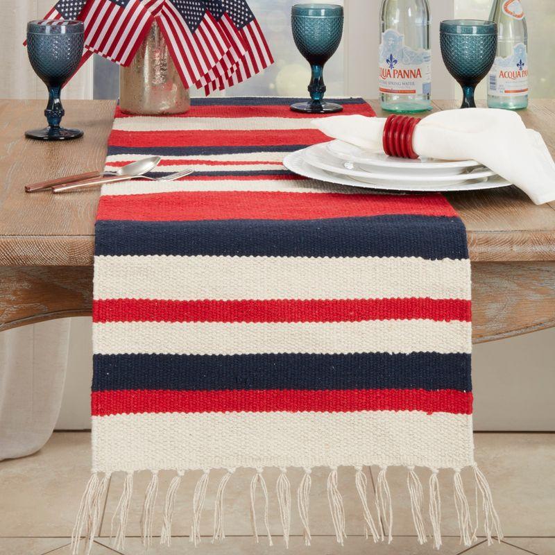 Patriotic Multicolor Cotton Fringe Table Runner