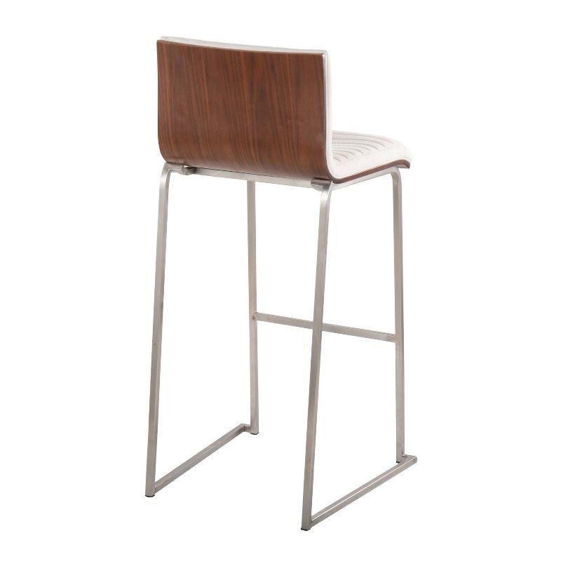 Set of 2 Mason Mara Barstools Stainless Steel/Walnut/Cream - LumiSource: Upholstered, Fixed Height, Foam Filled