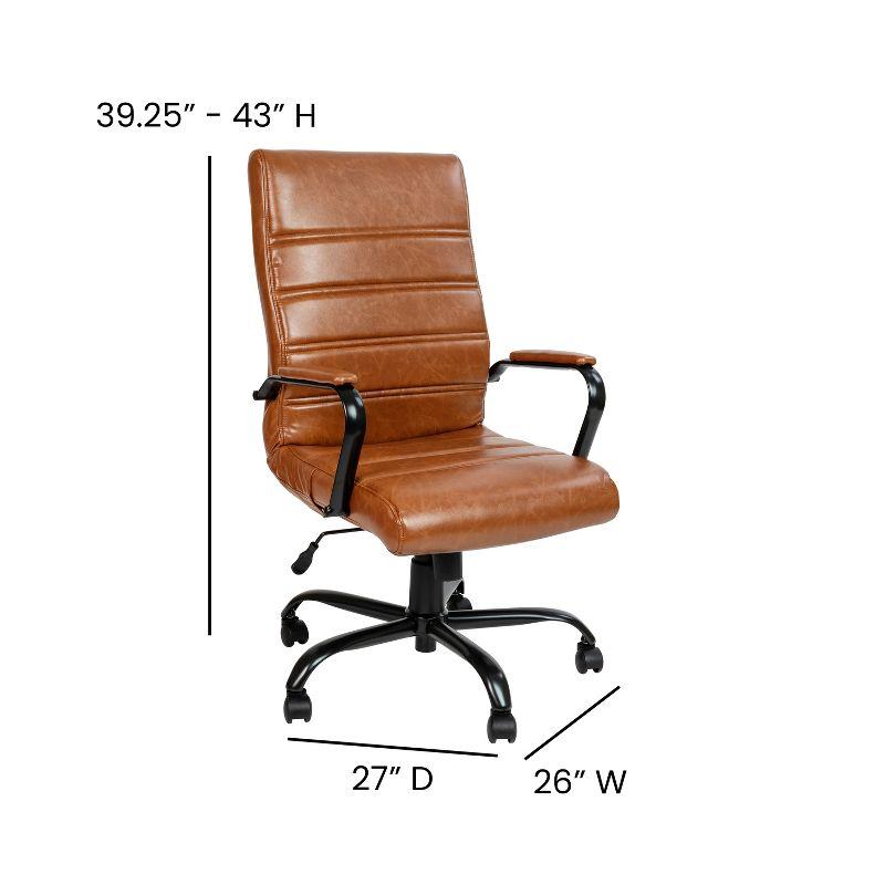 Emma and Oliver High Back Brown LeatherSoft Executive Swivel Office Chair with Black Frame/Arms