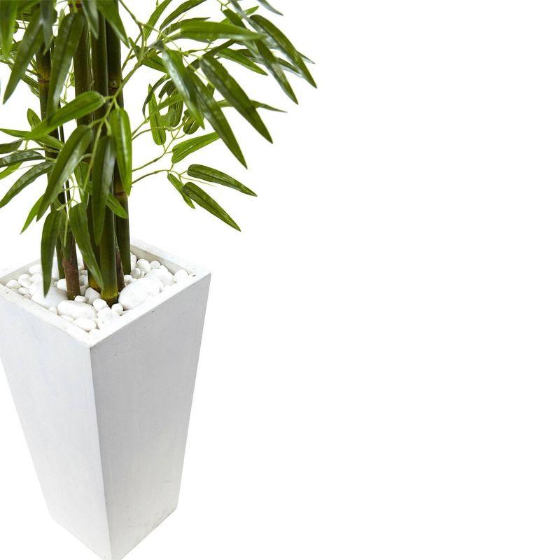 Nearly Natural Bamboo Tree with White Planter, UV Resistant (Indoor/Outdoor)