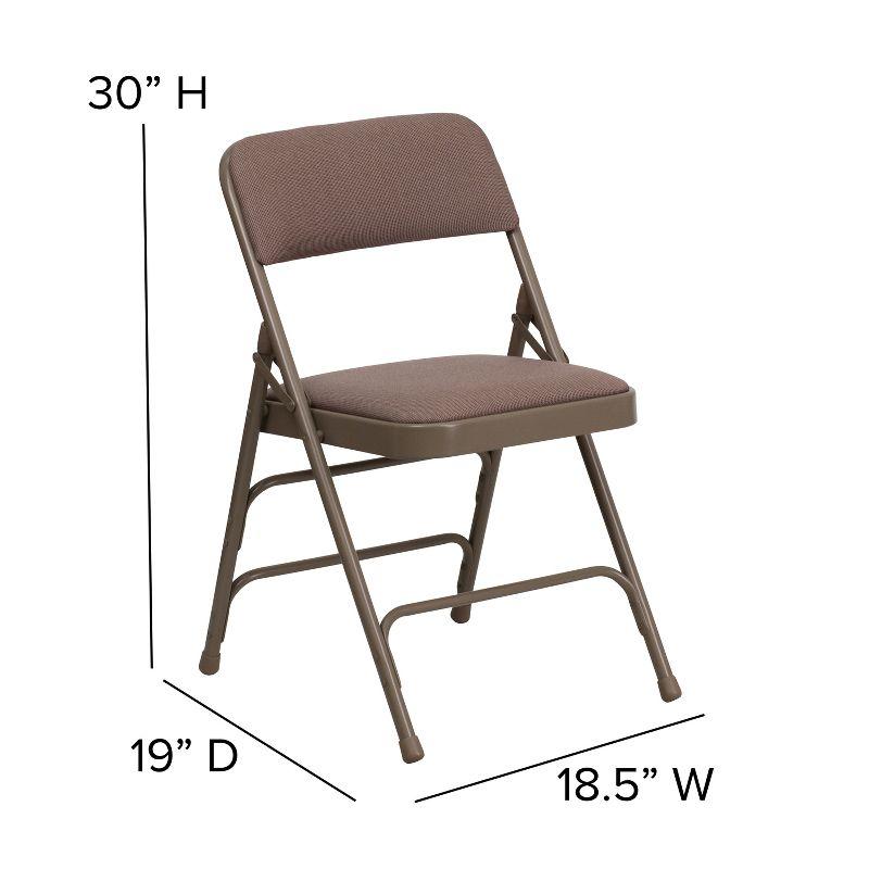 Emma and Oliver 2 Pack Curved Triple Braced Beige Fabric Metal Folding Chair