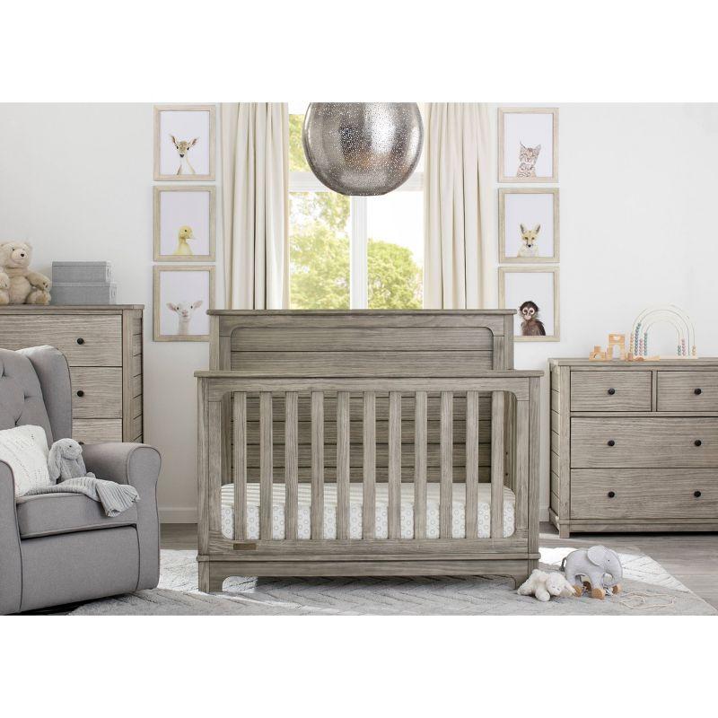 Rustic Gray Wooden 4-in-1 Convertible Baby Crib