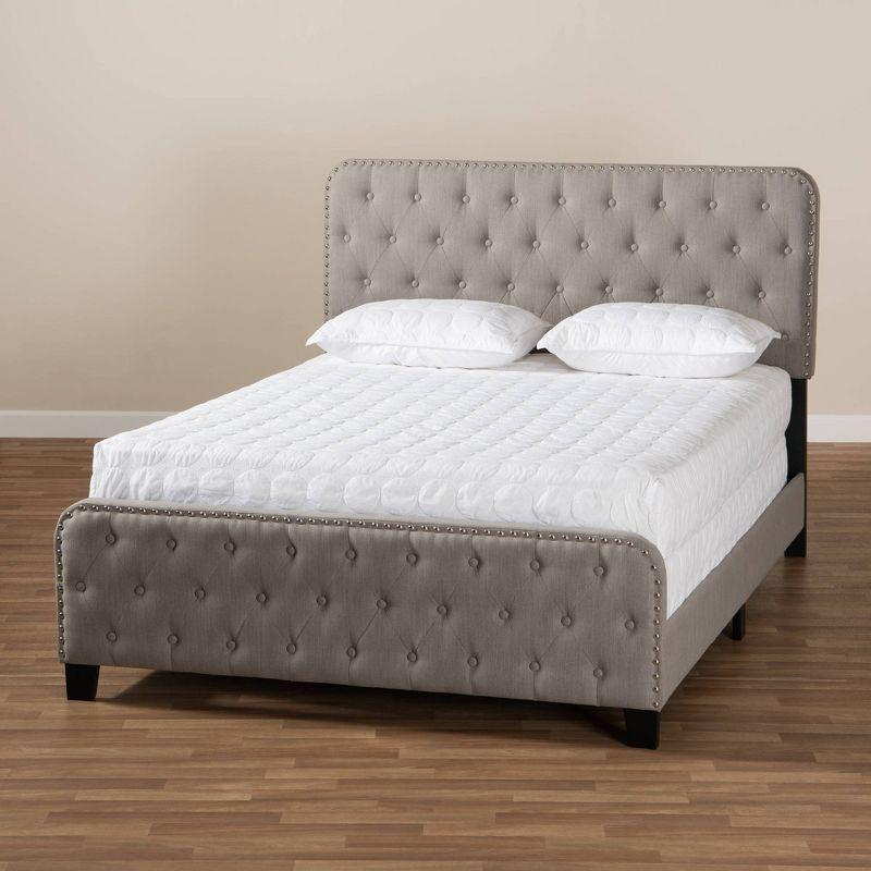 Annalisa Fabric Upholstered Button Tufted Panel Bed - Baxton Studio