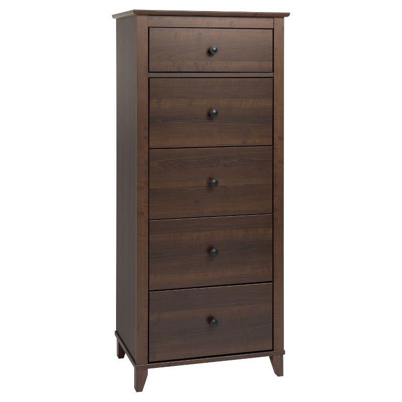 Espresso Vertical 5-Drawer Chest with Tapered Legs