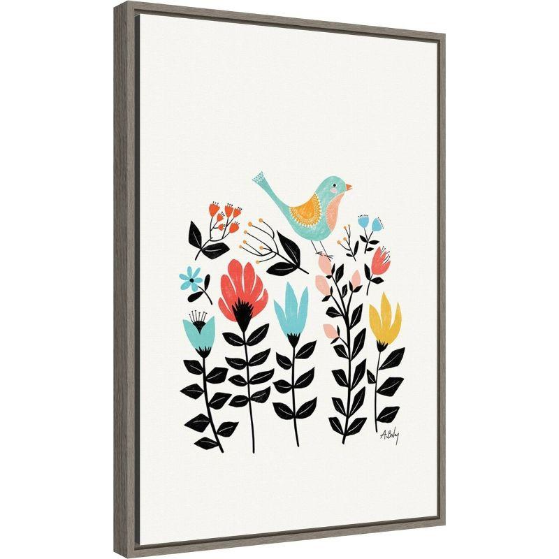 16" x 23" Folk Art Garden by Annie Bailey Art Framed Canvas Wall Art - Amanti Art: Modern Lithograph, Sawtooth Back Mounted