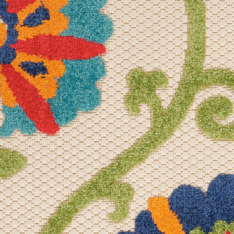 Nourison Aloha Contemporary Floral Flatweave High-Low Indoor Outdoor Area Rug Blue/Multicolor 3'6" x 5'6"