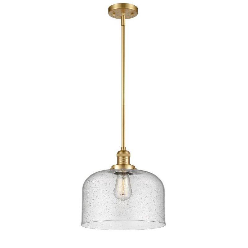 Satin Gold Mini Pendant with Seedy Glass Shade