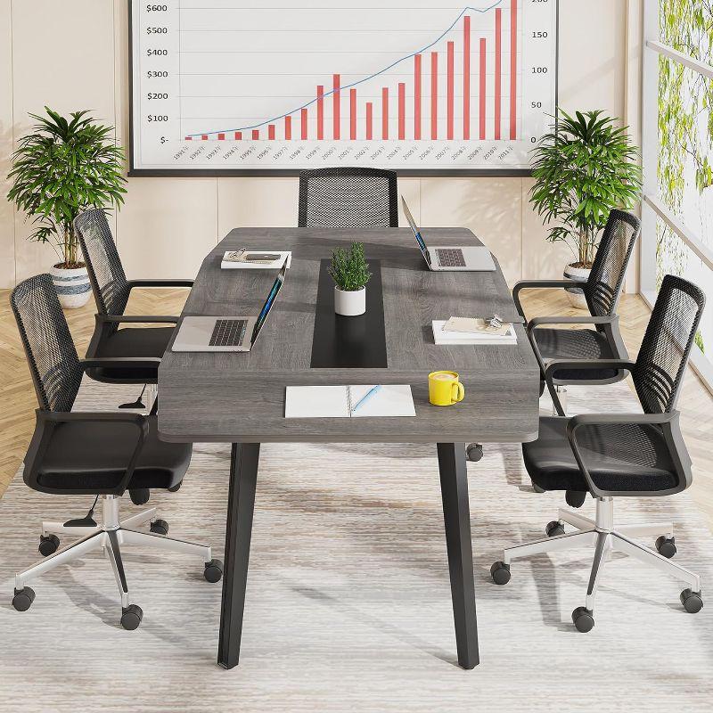 Tribesigns 6FT Conference Table, 70.86 Inches Boat Shaped Meeting Table, Modern Seminar Table for Office Meeting Room, Grey
