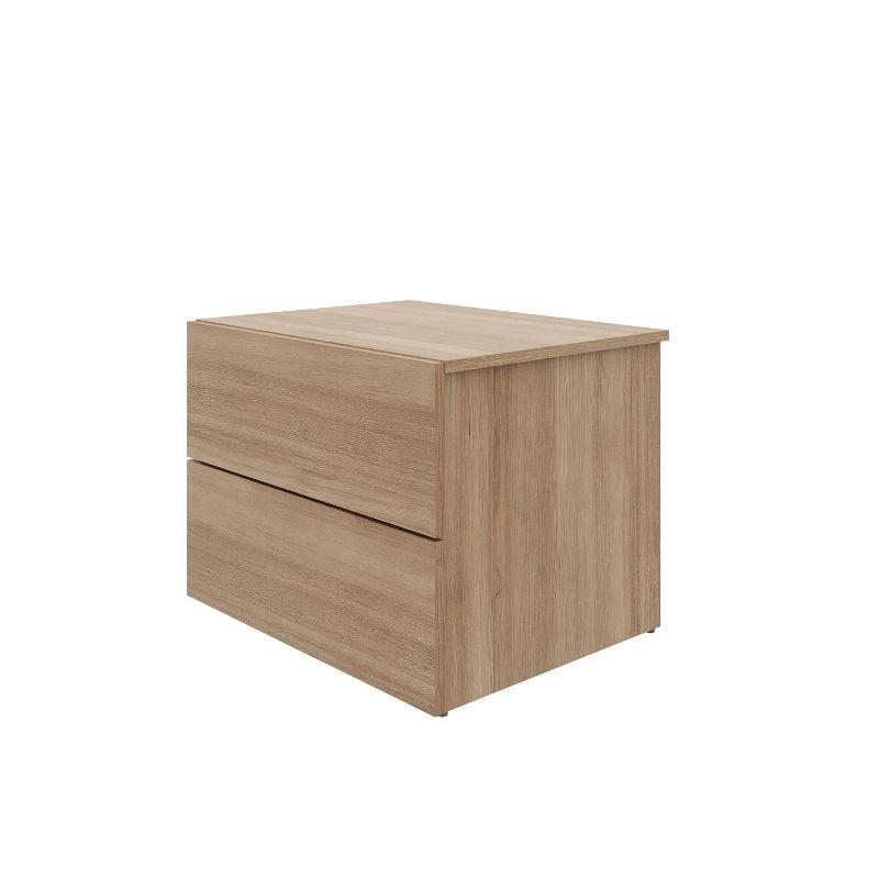 Nexera James 2 Drawers Nightstand Brown Oak: Scandinavian Vibe, Melamine Finish, Metal Slides