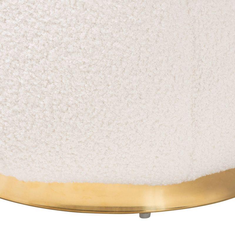 Raelynn Boucle Upholstered and Metal Ottoman Ivory - Baxton Studio