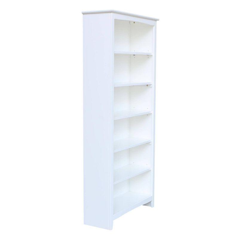 Elegant Transitional White Solid Wood Adjustable Shaker Bookshelf