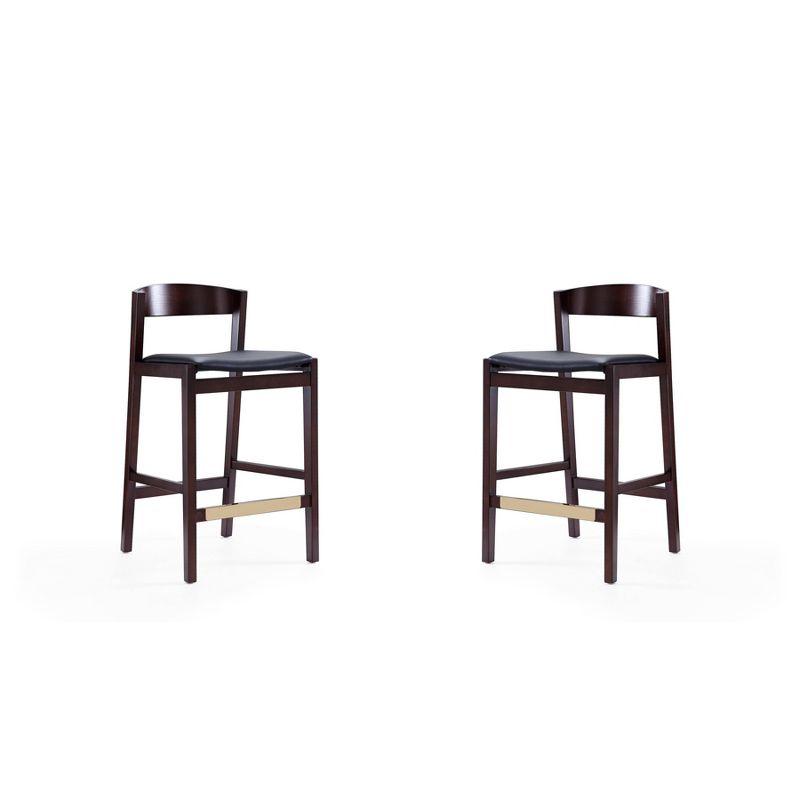 Set of 2 Klismos Upholstered Beech Wood Counter Height Barstools - Manhattan Comfort