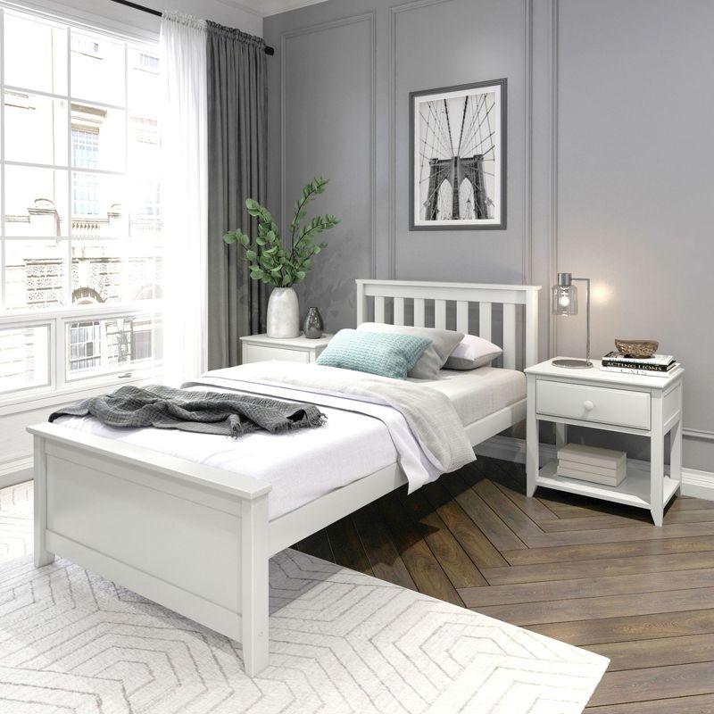 Plank+Beam Classic Solid Wood Twin Platform Bed Frame with Slatted Headboard