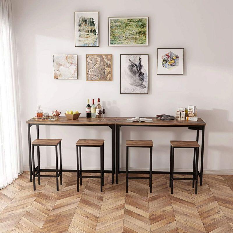 ODK 25.6 Inch Height Industrial Modern Wooden Counter Stool Seat Barstool with Footrest for Kitchen Island, Rustic Brown, Set of 2