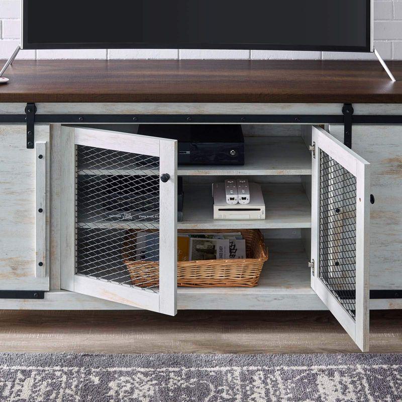 Modway Bennington 71 Rustic Sliding Door TV Stand White