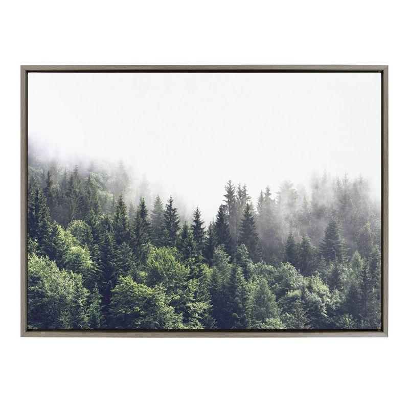 Lush Green Forest on a Foggy Day Landscape Canvas Print