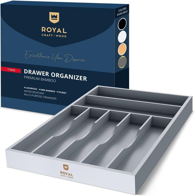 Expandable Silverware Drawer Organizer 7-9 Slots - Bamboo Utensil Organizer 17.5 x 13.5 - 20 - Royal Craft Wood