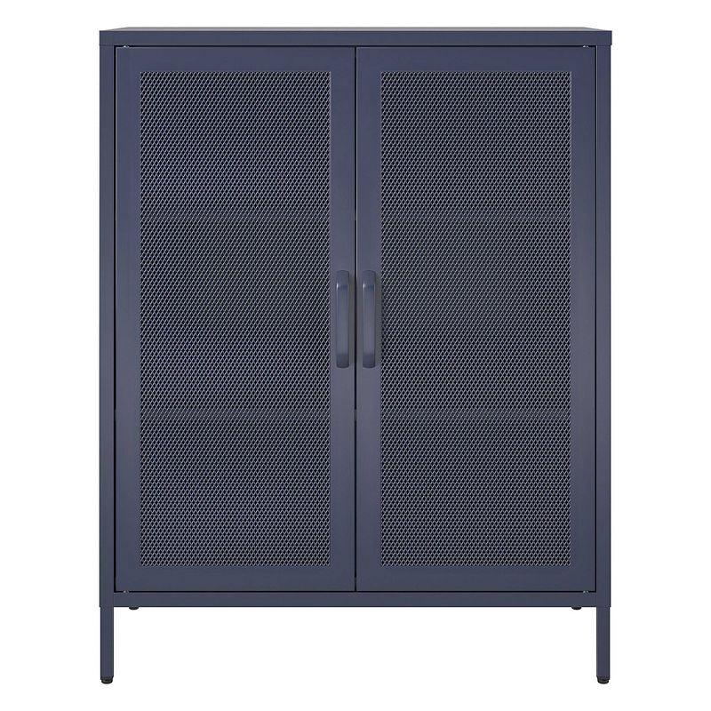 Navy Metal Mesh 2-Door Adjustable Shelving Accent Cabinet