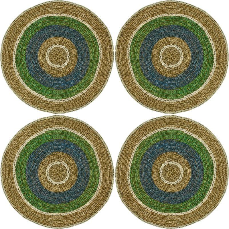 Multicolor Round Pandanus and Sea Grass Placemats, Set of 4