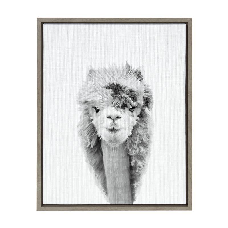 Kate and Laurel Sylvie Lionel Blotchy Alpaca Framed Canvas by Simon Te, 18x24, Gray