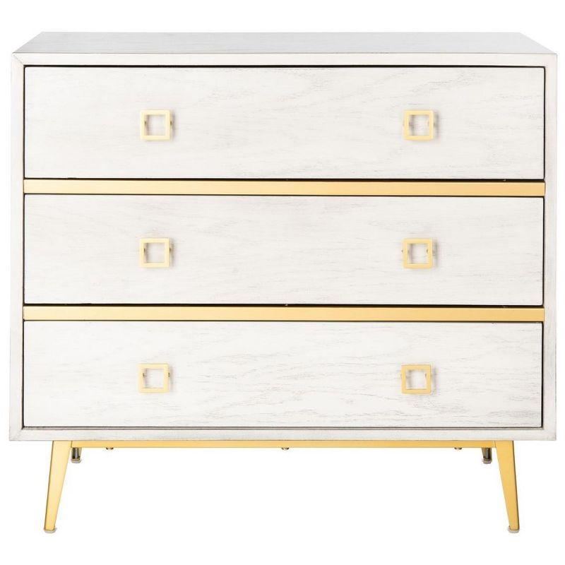 Katia 3 Drawer Chest - CHS6413 - White Wash/Gold - Safavieh