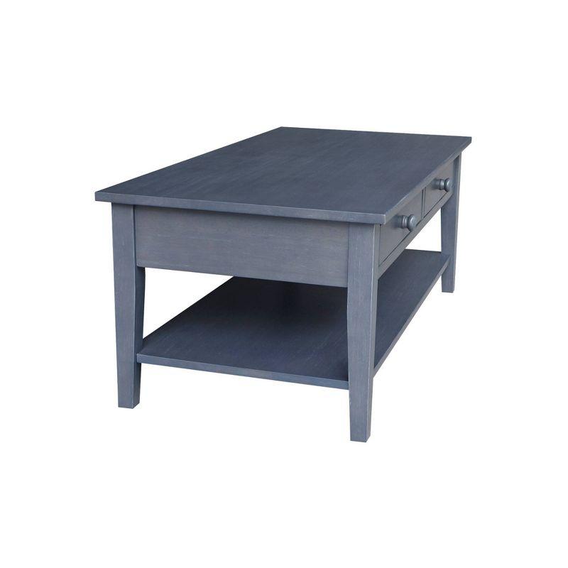 International Concepts Spencer Coffee Table Antique Washed Heather Gray: Solid Wood, Parawood, Rectangle