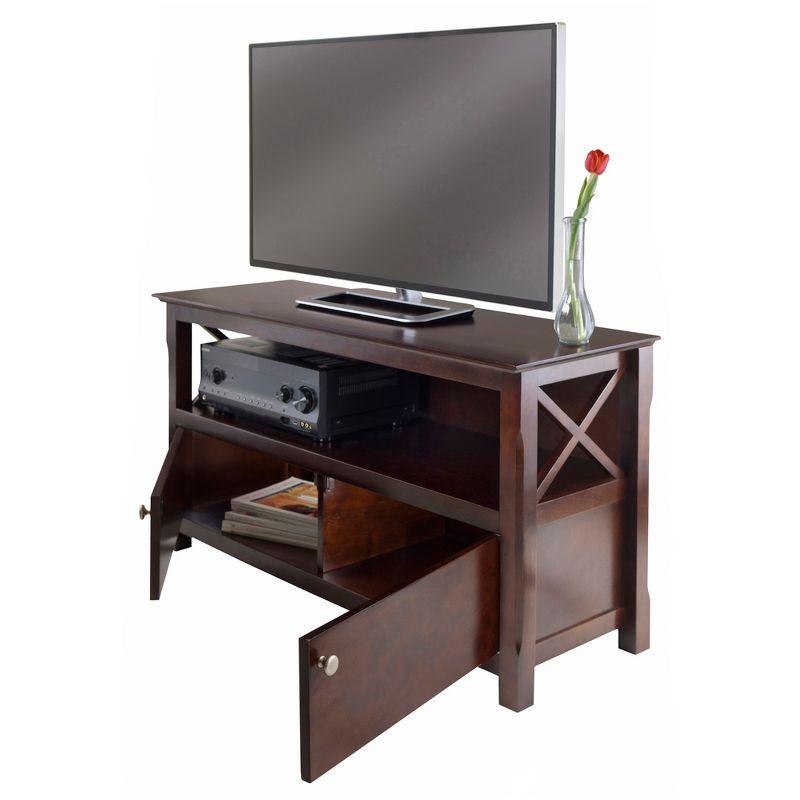 Xola TV Stand for TVs up to 40" Dark Brown - Winsome: Beveled Edges, Chrome-Finish Pulls, Media Shelf