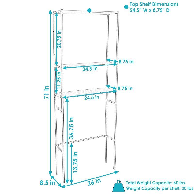 Sunnydaze 3 Shelf Iron and Veneer Over the Toilet Etagere Bathroom Storage Cabinet Space Saver