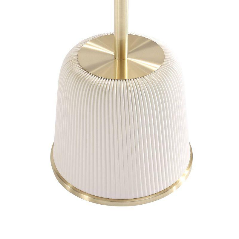 Manhattan Comfort Anderson Modern Leatherette Upholstered End Table with Gold Tabletop Cream: Round, No Assembly, Stainless Steel