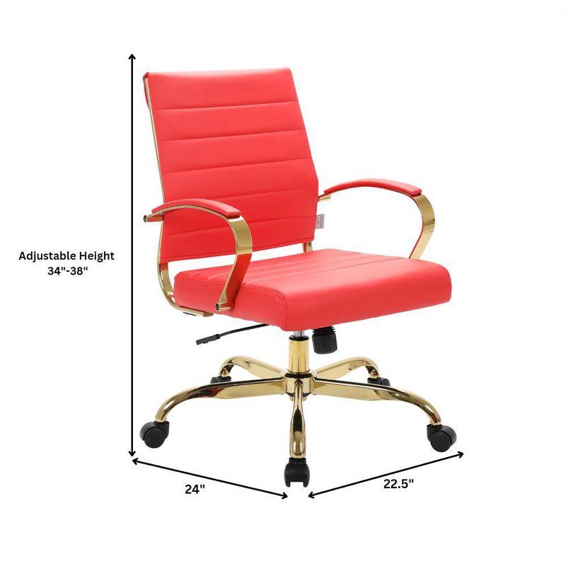 Everly Quinn Naudain Leather Office Chair – Modern Executive Swivel Task Chair with Wheels, Adjustable Height & Padded Arms for Desk or Conference Room