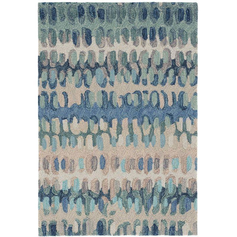 Paint Chip Abstract Hand Wool Indigo/Denim/Beige Area Rug