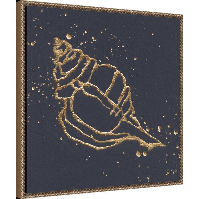 Gold Conch III Abstract Canvas Art with Beaded Bronze Frame