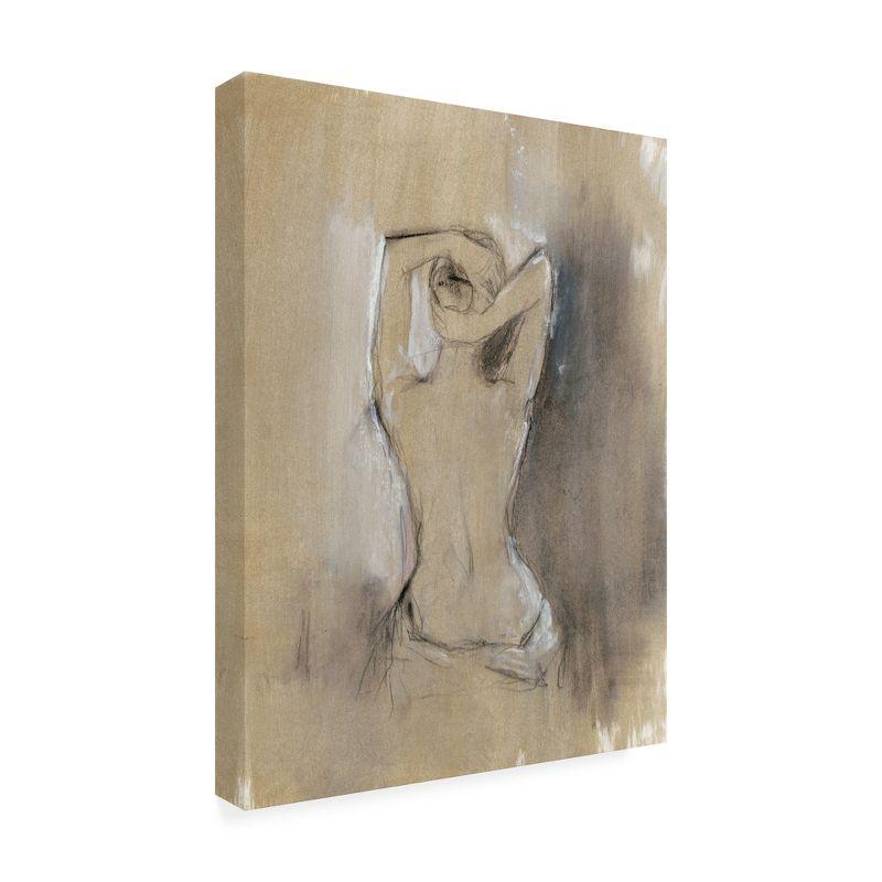 Tan and Gray Mixed Media Canvas Art of Draped Figure, 18x24