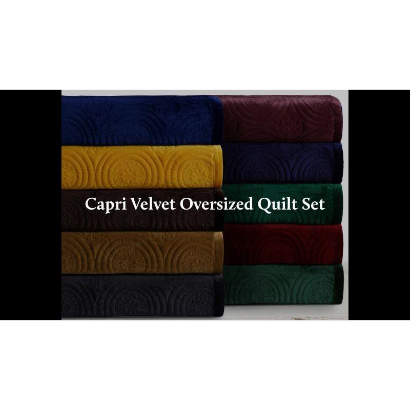 Gold Twin Velvet Reversible Quilt Set with Medallion Stitching