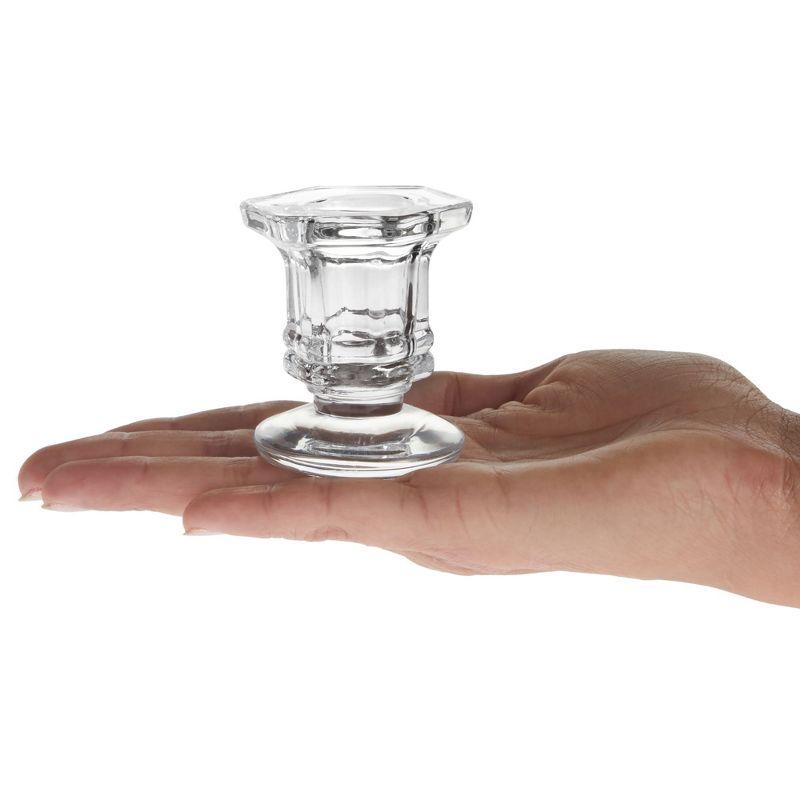 Crystal Glass Candle Holders Set of 12, Clear Taper Candlestick Pillar Candle Holder 2"x2"x2.3"