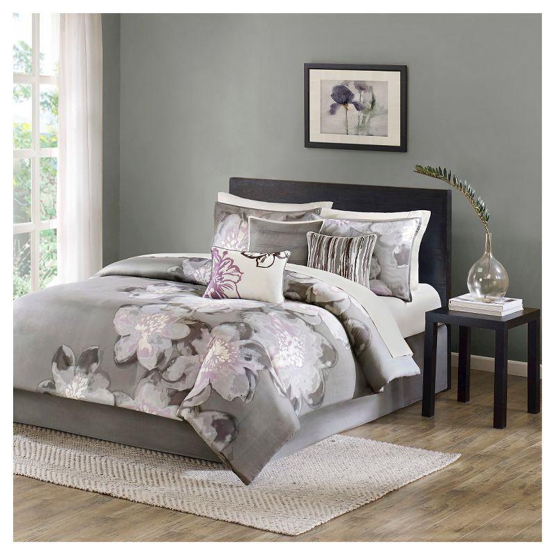 Serena Gray Cotton 7-Piece Queen Comforter Set