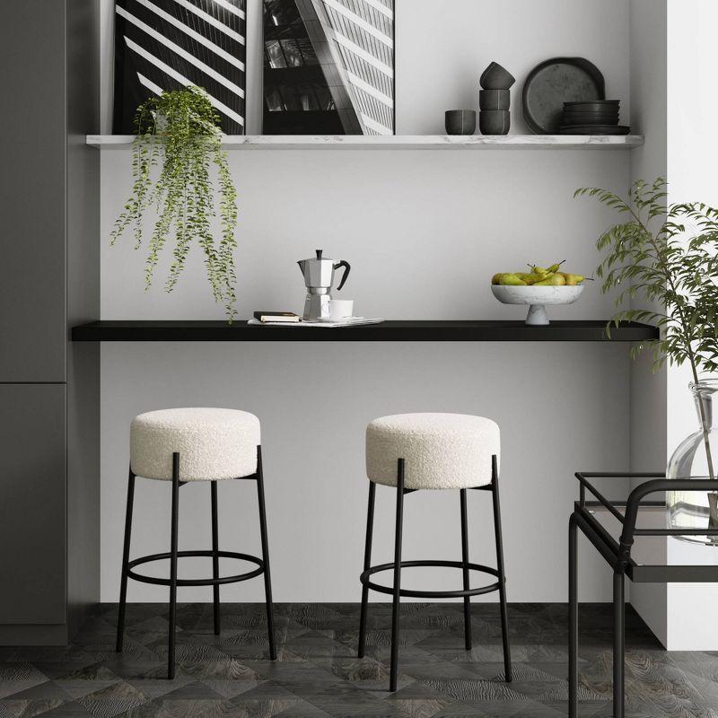 Upholstered Counter Stool with Metal Frame