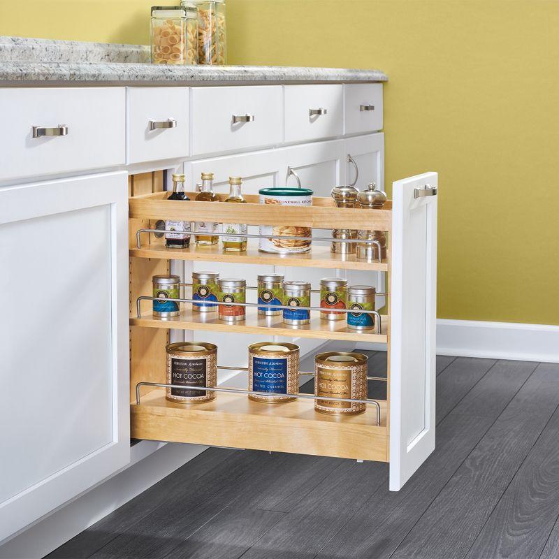 Maple Wood 8-Inch Soft-Close Pullout Cabinet Organizer