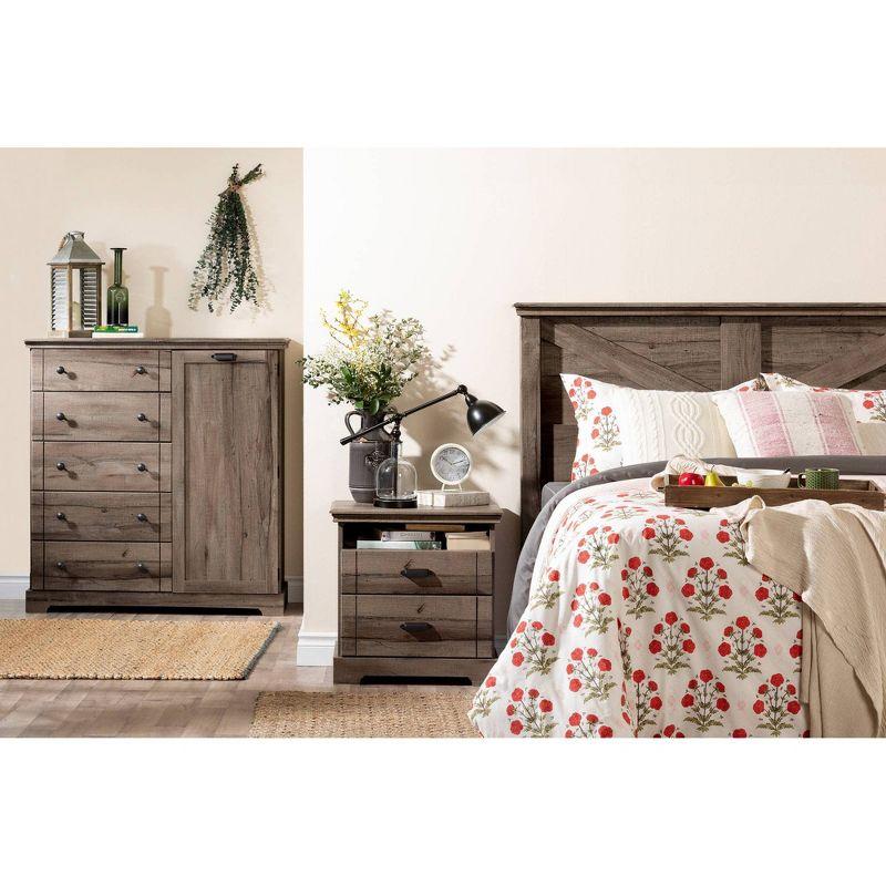 Cottage Charm Fall Oak 5-Drawer Combo Dresser with Cabinet