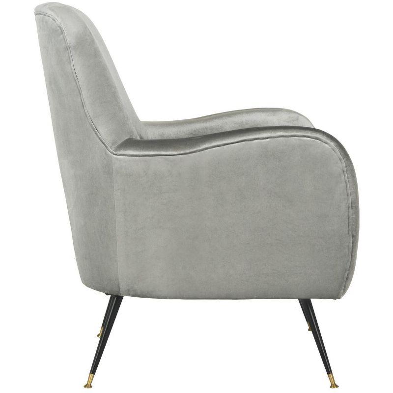 Noelle Velvet Retro Mid Century Accent Chair  - Light Grey - Safavieh