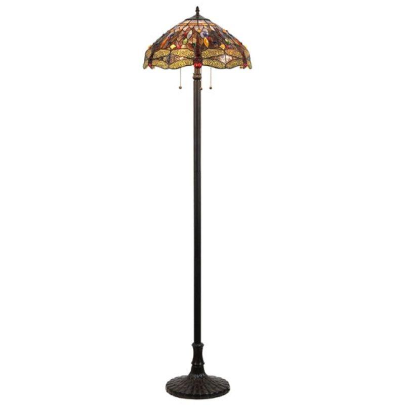 Chloe Lighting Dragan Tiffany-style 3 Light Dragonfly Floor Lamp 18" Shade